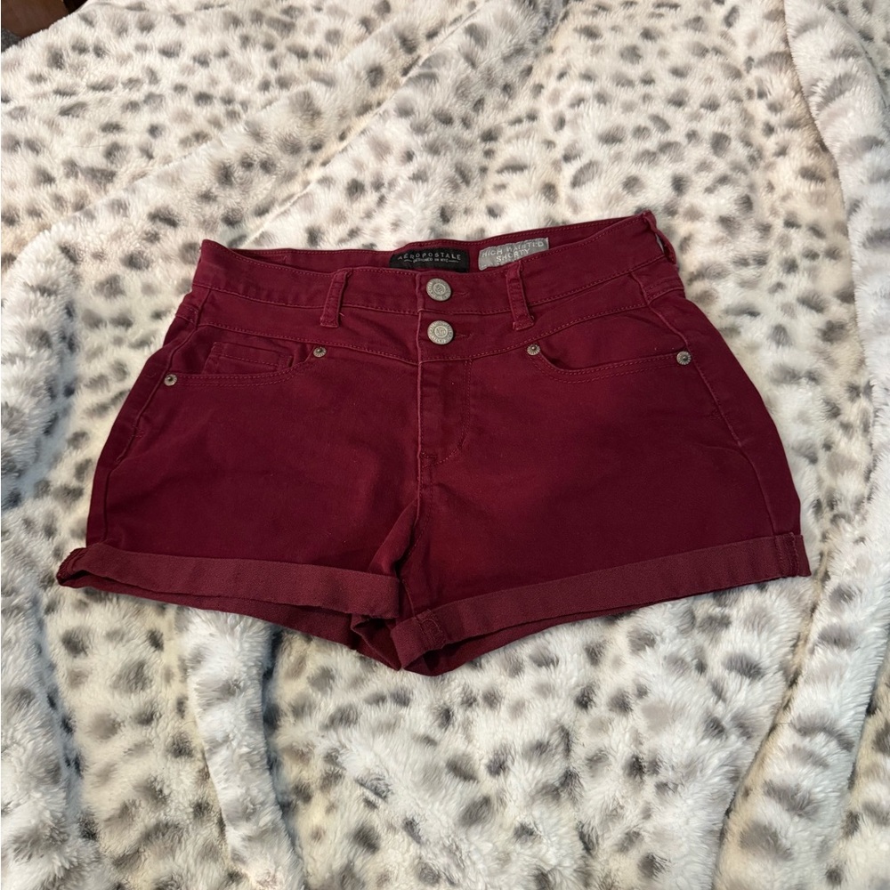 Aeropostale Women's Burgundy Jean Shorts